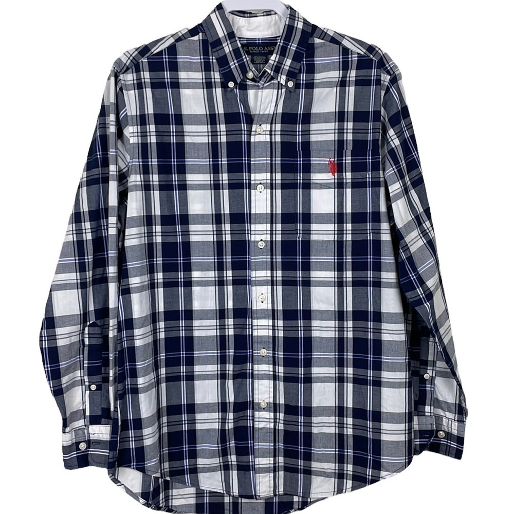 U.S. Polo Assn. Blue Plaid Men’s Button Down. Size Medium